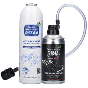 Alaska Refrigerants těsnicí lahvička na netěsnosti pro R134a BLACK (pouze pro prázdné klimatizační systémy)
