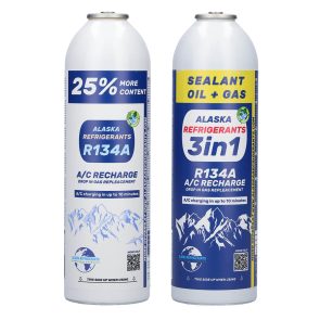 Alaska Refrigerants 3v1 náhradní chladivo za R134a, s olejem PAG 100 a těsnicí přísadou + náhradní chladivo za R134a