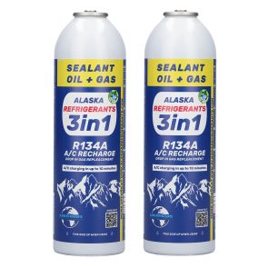 2 x Alaska Refrigerants 3v1 náhradní chladivo R134a s olejem PAG 100 a těsnicí přísadou