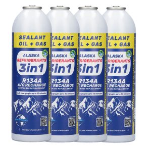 4 x Alaska Refrigerants 3v1 náhradní chladivo R134a s olejem PAG 100 a těsnicí přísadou