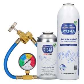 Alaska Refrigerants náhradní chladivo R134a do autoklimatizací + utěsňovač netěsností + hadice a manometr